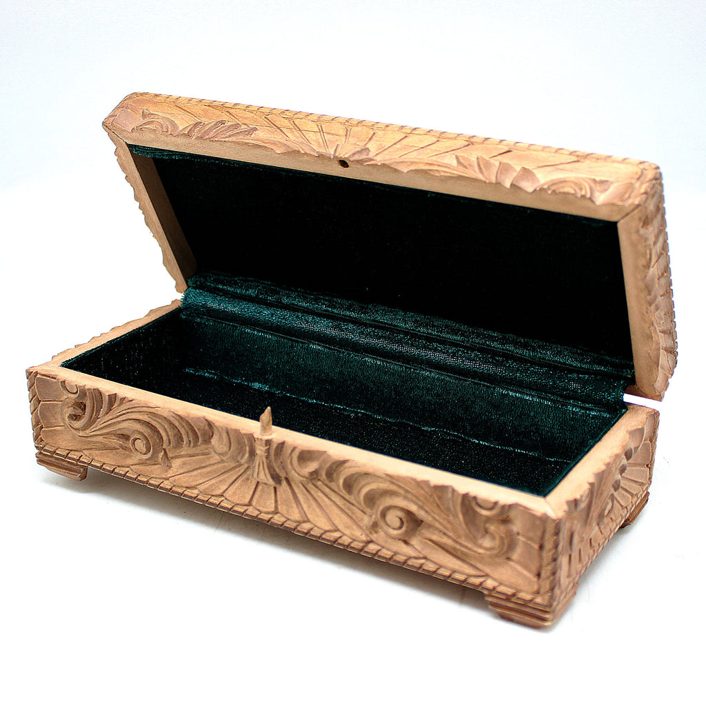 One-of-a-Kind Ornamental WOODCARVED Jewelry BOX 8x3.5x2.5