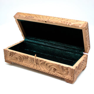 One-of-a-Kind Ornamental WOODCARVED Jewelry BOX 8x3.5x2.5