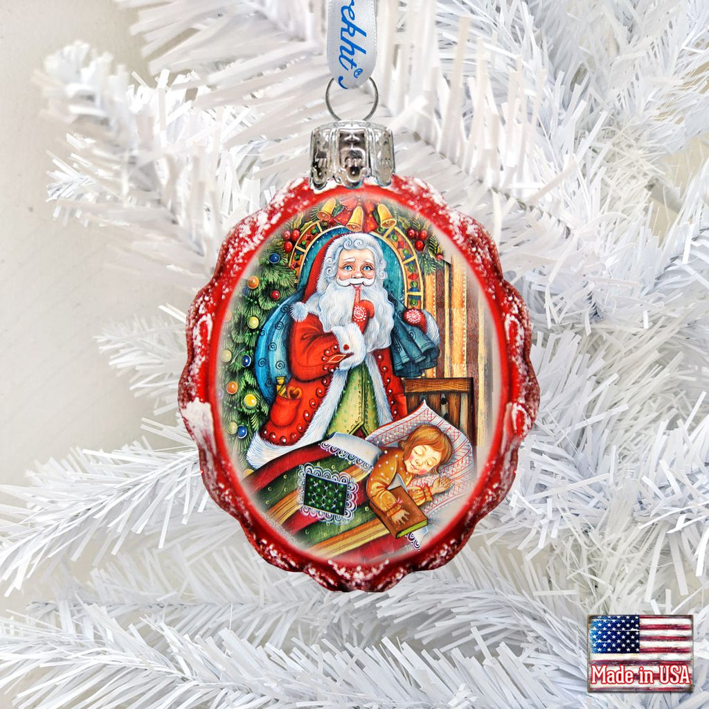 Christmas Night Mercury Glass Ornament by G. DeBrekht - Christmas Santa Snowman Decor - 773023