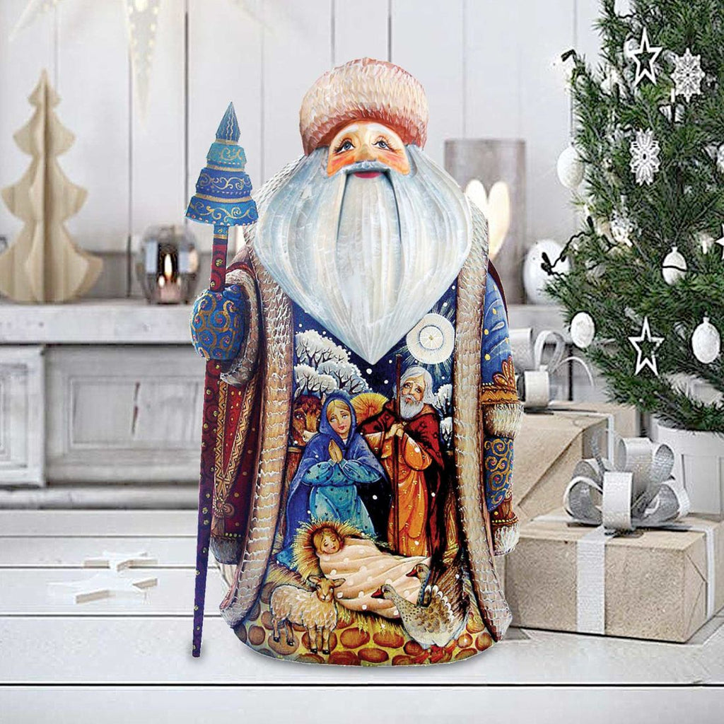 Magic Night Father Frost Santa Hand-Painted WOODCARVED Masterpiece by G. DeBrekht - Nativity Holiday Decor - 241123 *** PRE-ORDER - Handmade Just for You! ***