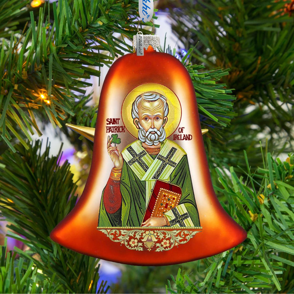 Saint Patrick Glass Ornament by G. DeBrekht - Celtic Decor - 752-060