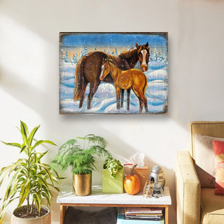 Horses Art Wooden Wall Art by Nature Wonders - Nature Wildlife Decor - 95218B