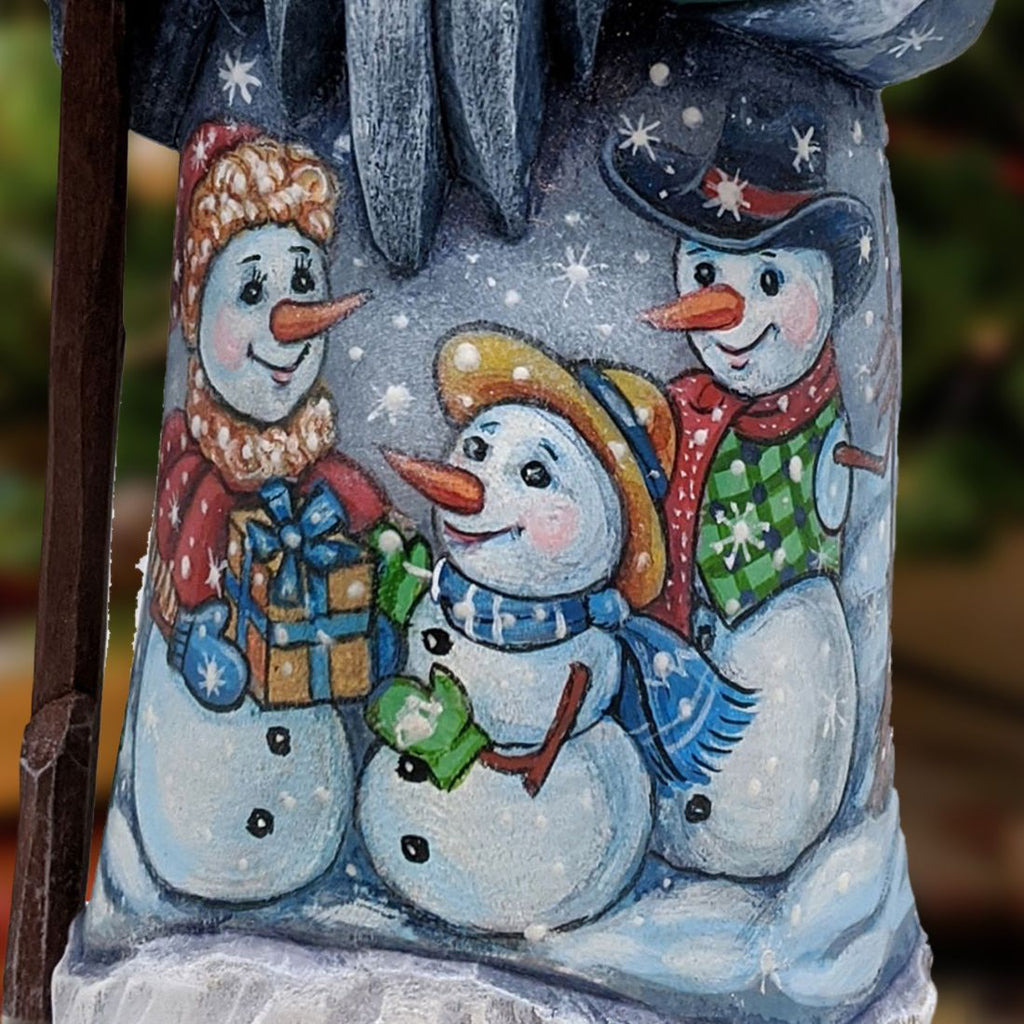 Snowman Companions Hand-Painted WOODCARVED Masterpiece by G. DeBrekht - Christmas Santa Snowman Decor - 8215104