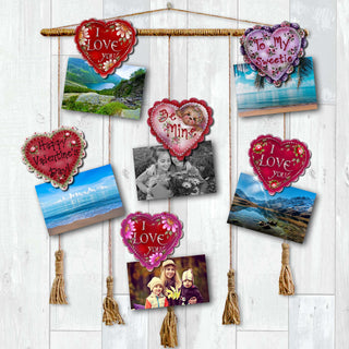 Hearts of Love Clip-On Eco Wood Decorative Ornaments Set of 6 - Family Love Decor - 8090128C-S6