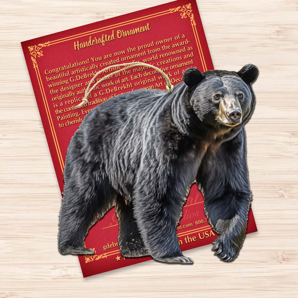 Alaskan Black Bear Wooden Ornaments by G.Debrekht - Wildlife Holiday Decor - 8710105-1