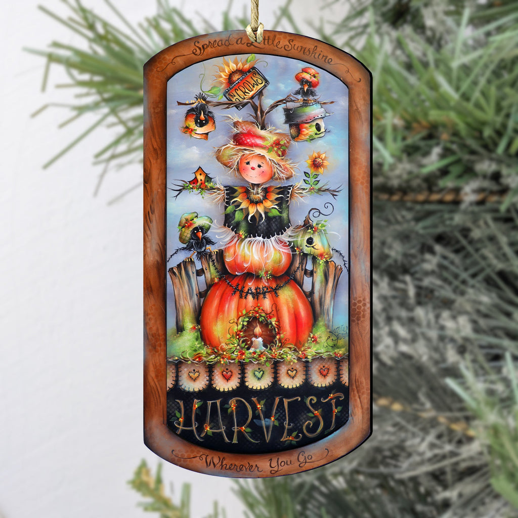 Harvest Pumpkin Scarecrow Wooden Ornaments by Jamie Mills-Price Thanksgiving Decor - 8611075-MP