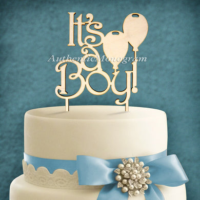 Its a Boy Cake Topper, Natural Wood 4119