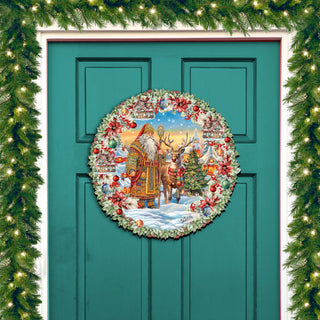 Santa's Magical Cottage Holiday Door Decor by G. Debrekht - Christmas Santa Snowman Decor - 8611066H