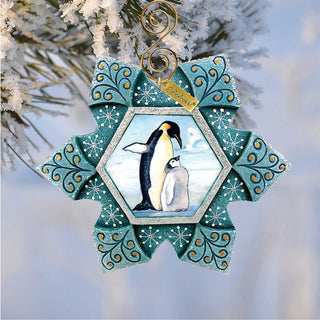 Penguin Snowflake Sculpted Hand-Painted Christmas Ornament by G. DeBrekht - Wildlife Holiday Decor - 6102173