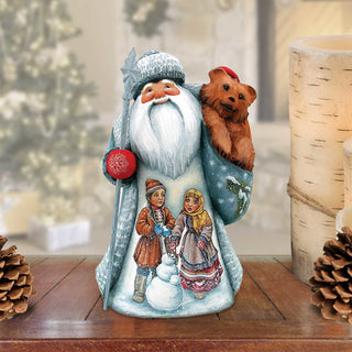 Frosty Friends Santa Hand-Painted WOODCARVED Masterpiece by G. DeBrekht - Christmas Santa Snowman Decor - 2821459 - SPECIAL ORDER