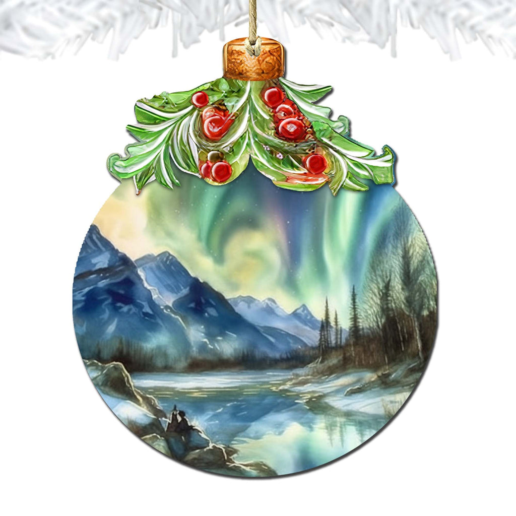 Alaskan Northern Lights Berry Wooden Ornaments by G.Debrekht - Wildlife Holiday Decor - 870023