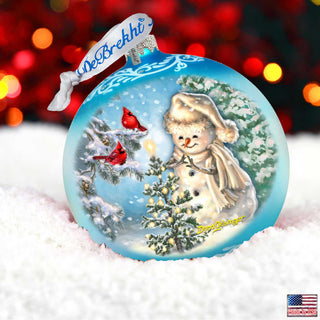 Glowing Snowman Lg Glass Ornament in Blue by Gelsinger - Christmas Decor - 73926B-DG