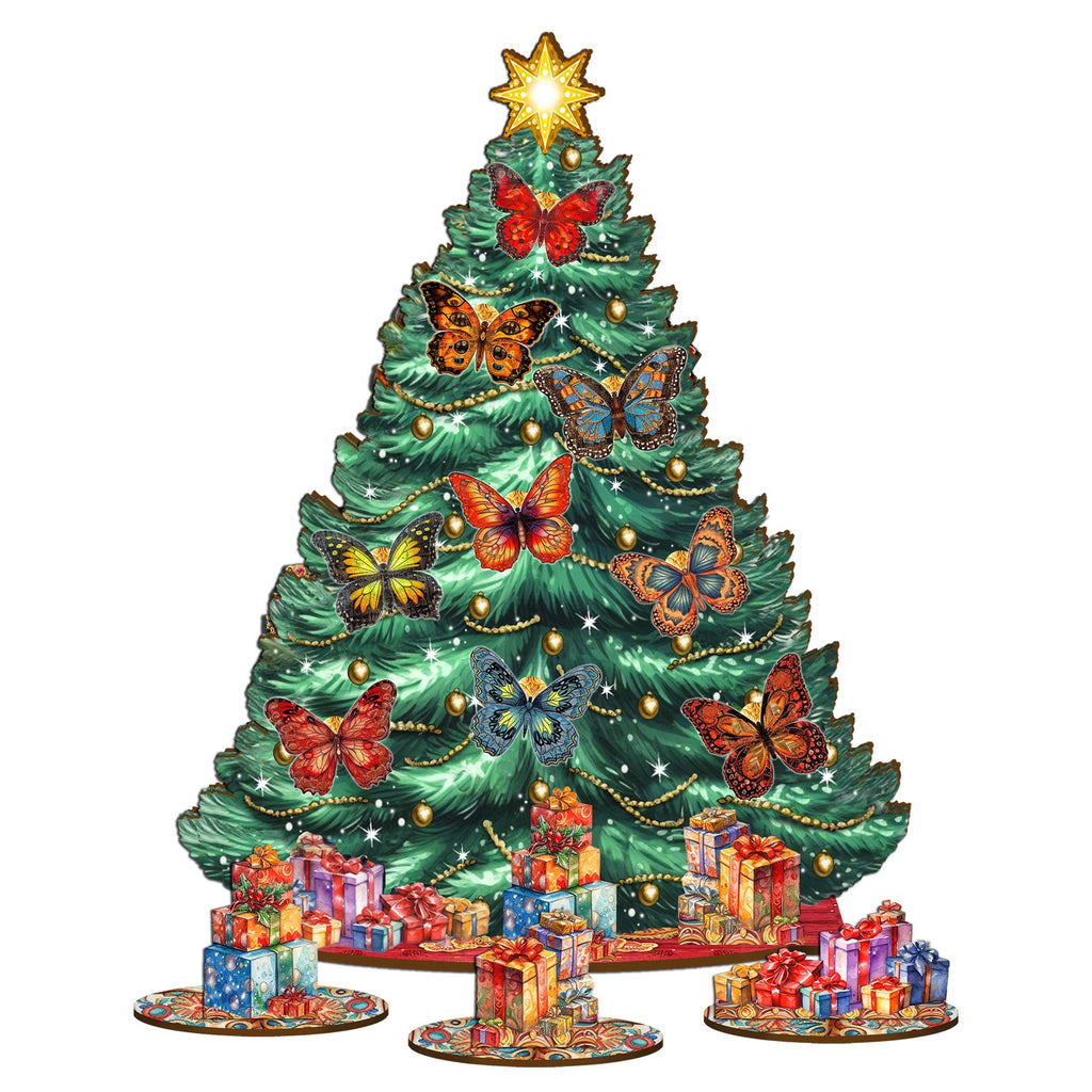 Butterfly Christmas Tree Eco Wood Set by G.DeBrekht Christmas Decor - 8091510