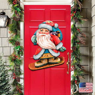 Snowboarding Santa Christmas Door Decor by G. DeBrekht - Christmas Santa Snowman Decor - 8119171H