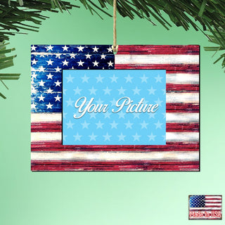 American Flag Picture Frame Ornaments - Ornament for Photo by G.DeBrekht - American Christmas Decor - 8185302PF