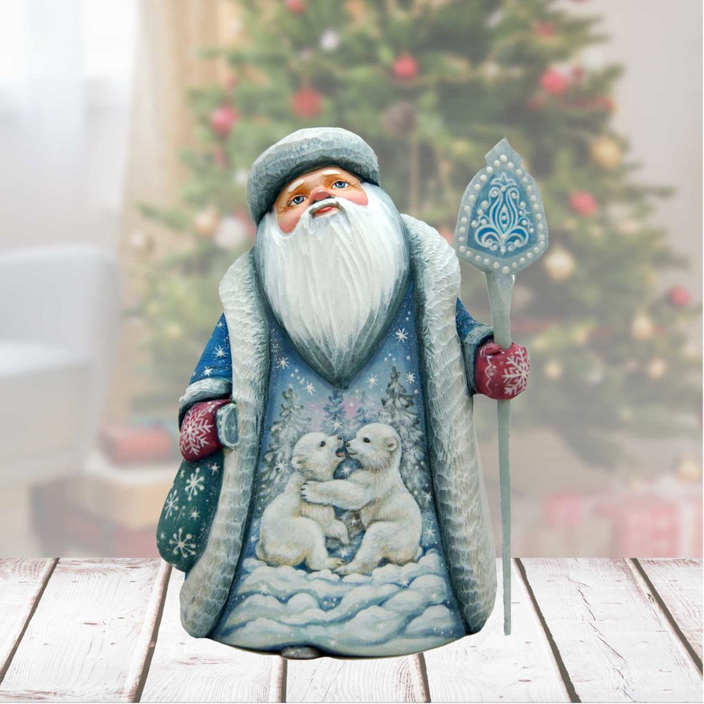 Playful Bears Santa Hand-Painted WOODCARVED Masterpiece by G. DeBrekht - Wildlife Holiday Decor - 2821479 *** PRE-ORDER - Handmade Just for You! ***