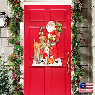 Woodland Frosty Santa Door Decor by Susan Winget - Christmas Santa Snowman Decor