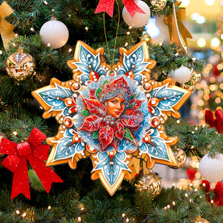 Snow Maiden Snowflake Large Wooden Ornaments by G. Debrekht - Christmas Decor - 8688401M
