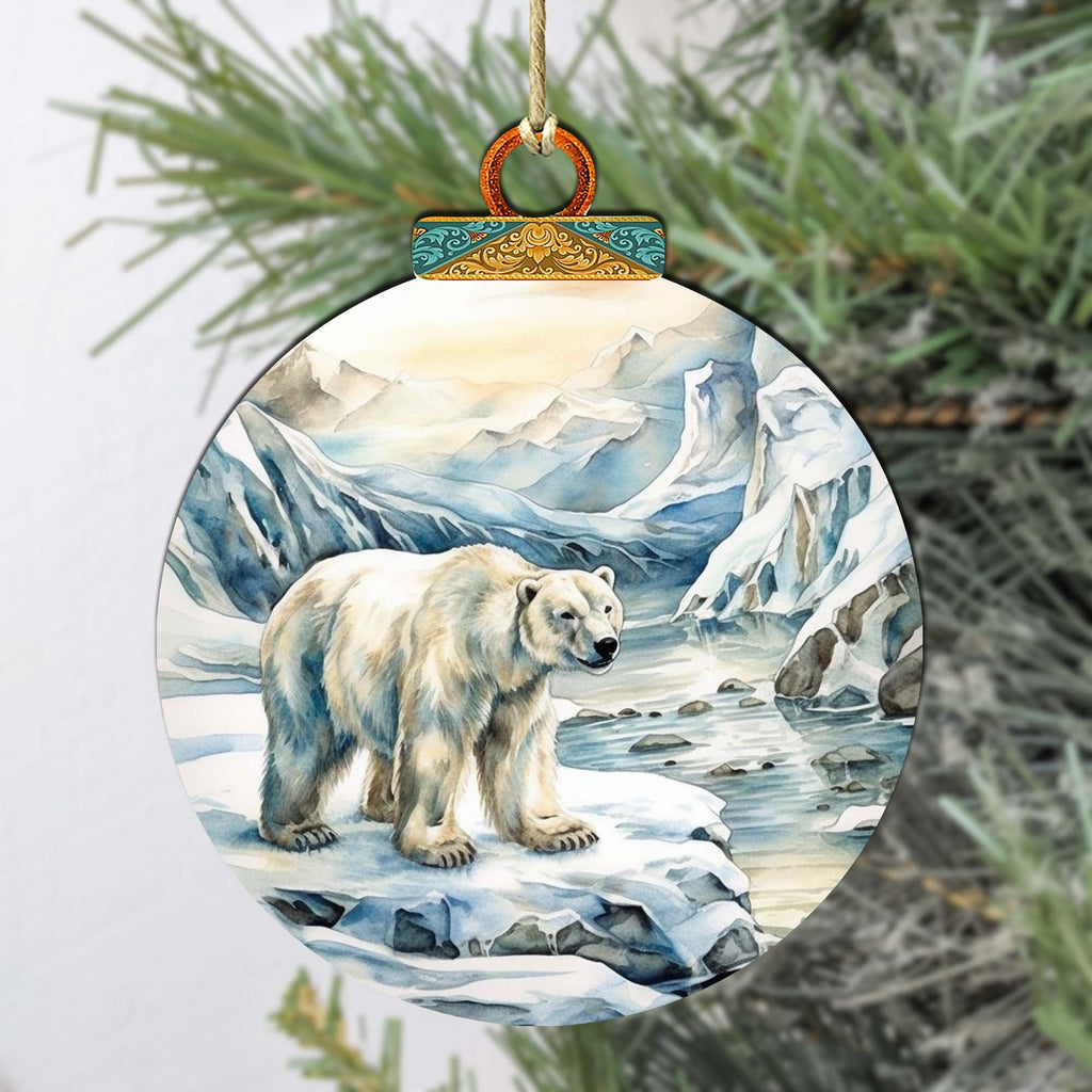 Polar Bear with Cub Wooden Ornaments by G.Debrekht - Wildlife Holiday Decor - 870048