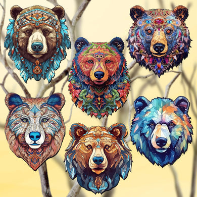 Mystical Bears Clip-On Eco Wood Decorative Ornaments Set of 6 by G. Debrekht - Wildlife Decor - 8090120C-S6