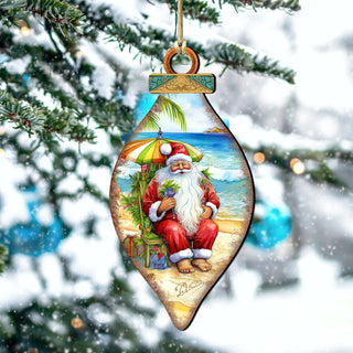 Santa on the Beach Decorations Santa's Beach Break Wooden Ornaments by G.Debrekht Coastal Holiday Decor - 8688182
