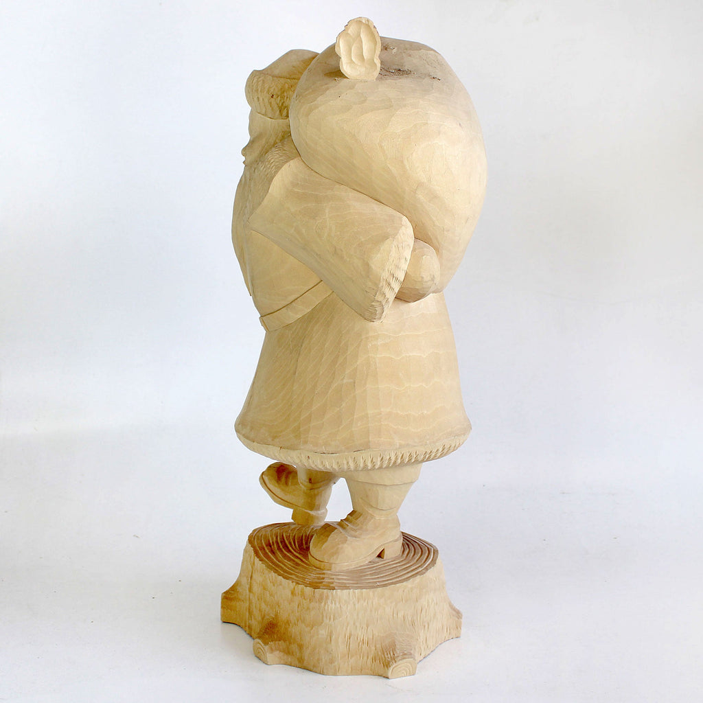 One-of-a-Kind Santa Claus carrying Bag on Stoop Wood Carved Figurine 14