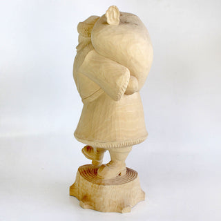 One-of-a-Kind Santa Claus carrying Bag on Stoop Wood Carved Figurine 14