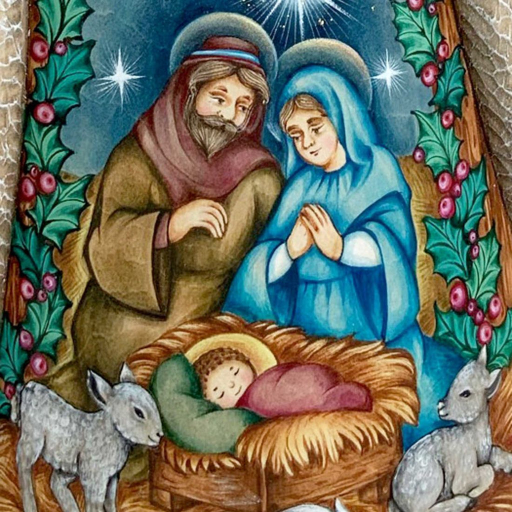 Silent Night Under the Bright Star Santa Hand-Painted WOODCARVED Masterpiece by G. DeBrekht - Nativity Holiday Decor - 217011 *** PRE-ORDER - Handmade Just for You! ***