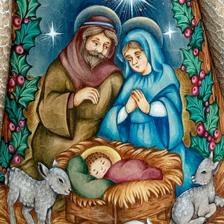 Silent Night Under the Bright Star Santa Hand-Painted WOODCARVED Masterpiece by G. DeBrekht - Nativity Holiday Decor - 217011 *** PRE-ORDER - Handmade Just for You! ***