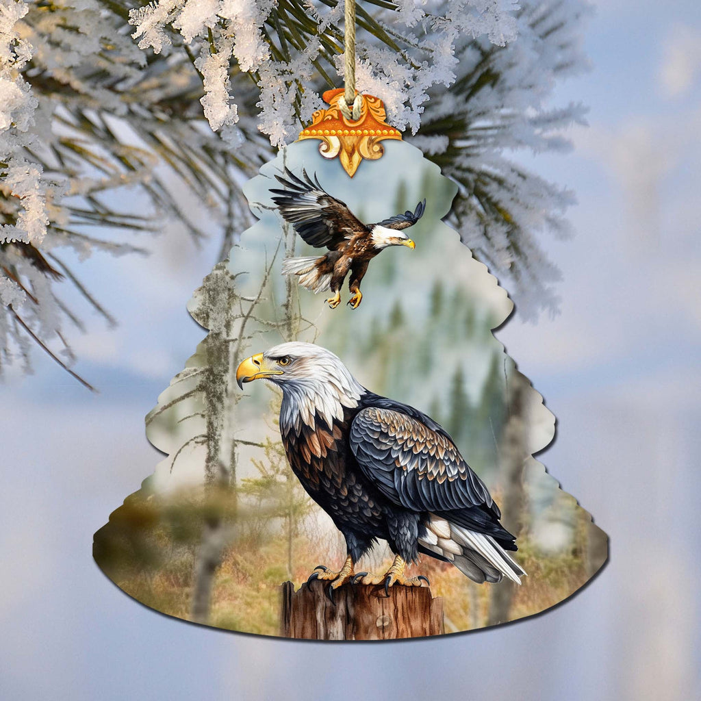 Alaskan Bald Eagles Tree Wooden Ornaments by G.Debrekht - Wildlife Holiday Decor - 870006