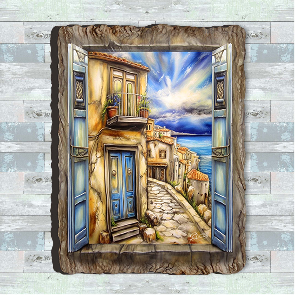 Coastal Town Window View Wall Art by G. DeBrekht Coastal Decor - 8492102W