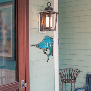 Swordfish Coastal Personalized House Number Sign by G. Debrekht - Coastal Sea-Life Decor - Handcrafted Wooden Handcrafted Wooden Handcrafted Wooden Address Sign - MA98549