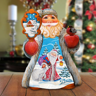 Polar Bear Tiny Tale Santa Handcrafted Christmas Figurine - G. DeBrekht - Christmas Santa Snowman Decor - 561648