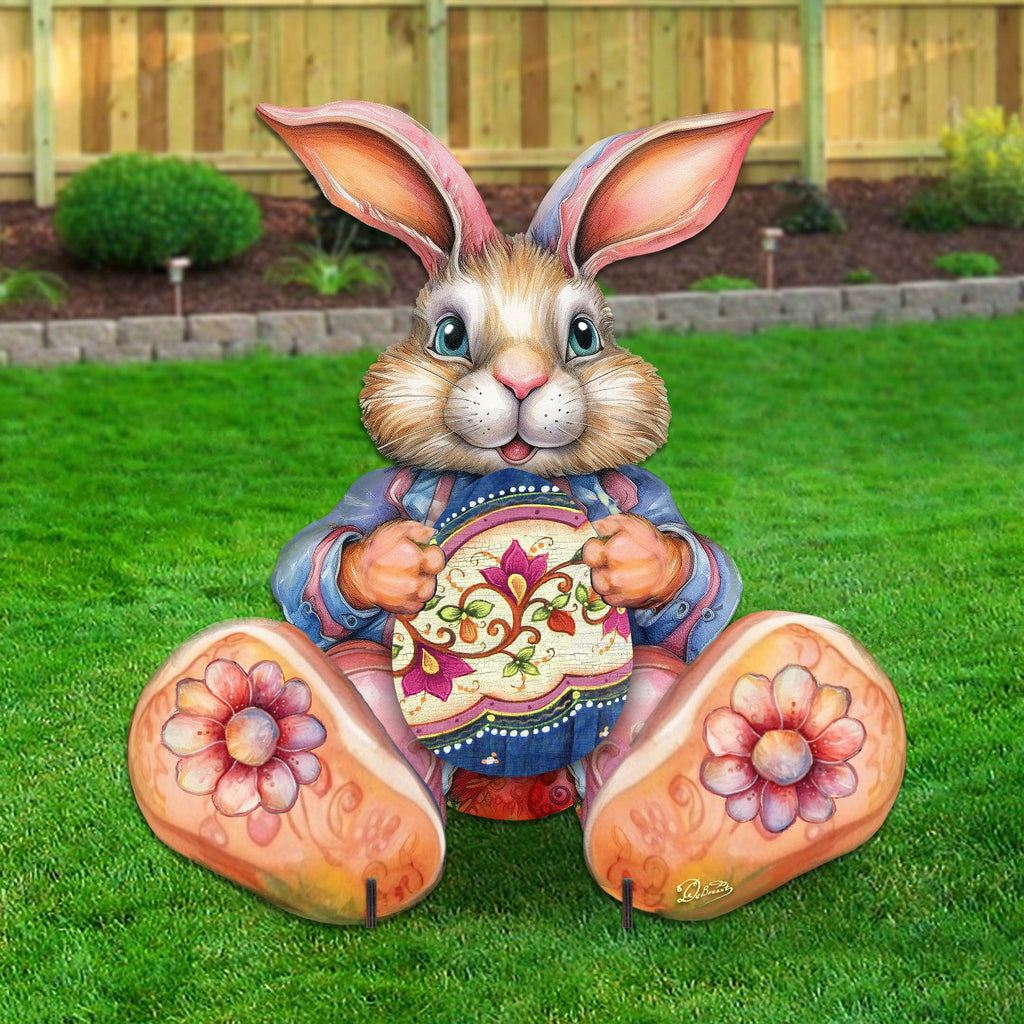 Easter Bunny Boy with Egg Easter Yard Sign by G. DeBrekht - Easter Spring Decor - 8652767F