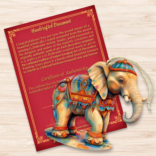 Carousel Elephant Wooden Ornaments by G. Debrekht - Christmas Decor - 8100192-3