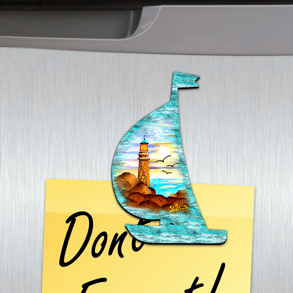 Nautical Decorative Eco Wood Magnets Set of 6 by G. Debrekht - Coastal Decor - 8090061G-S6