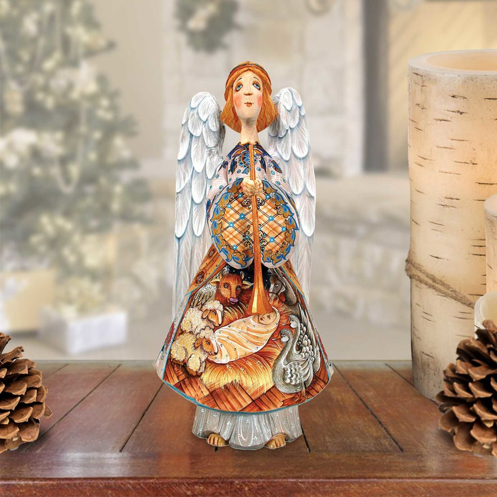 Nativity Baby Joseph Angel Hand-Painted WOODCARVED Masterpiece by G. DeBrekht - Nativity Holiday Decor - 251031