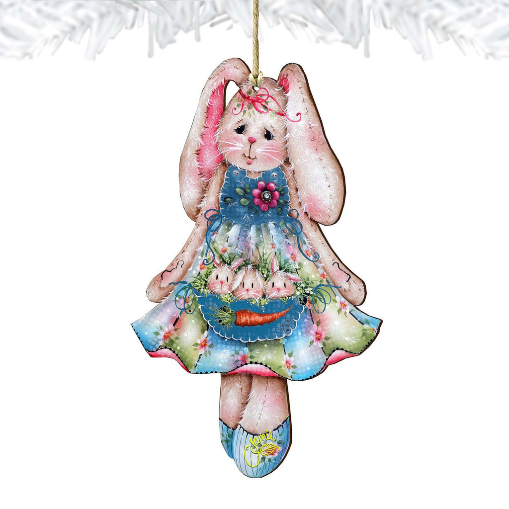 Pocketful of Bunnies Wooden Ornaments by Jamie Mills-Price - Easter Spring Decor - 8457705-MP