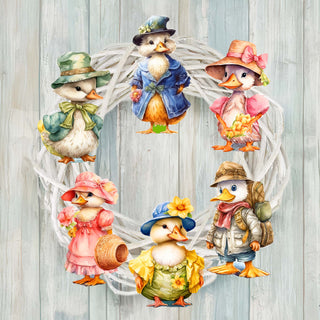 Easter Ducks Clip-On Eco Wood Decorative Ornaments Set of 6 by G. Debrekht - Easter Decor - 8090043C-S6