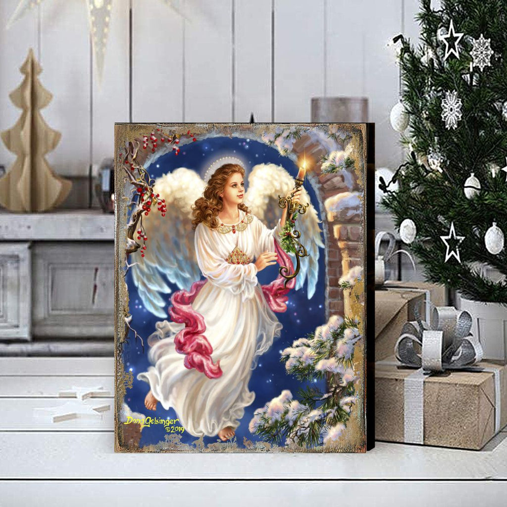 Angel in the Arch Wooden Wall Art by D. Gelsinger - Nativity Holiday Decor - 95664B-1322