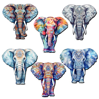 Elephants Decorative Eco Wood Magnets Set of 6 by G. Debrekht - Wildlife Decor - 8090036G-S6