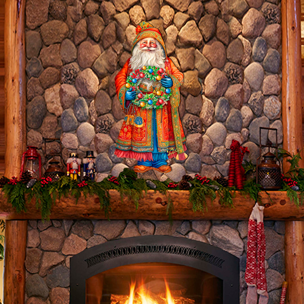Santa's Wreath of Joy Holiday Door Decor by G. Debrekht - Christmas Santa Snowman Decor - 8691402H