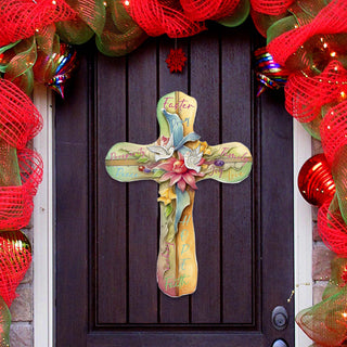 Easter Cross with Doves Holiday Door Decor by G. Debrekht - Easter Spring Decor - 8688167H