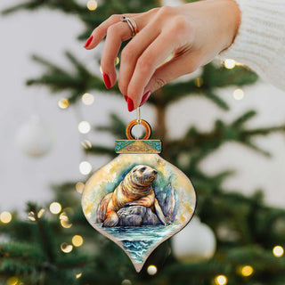 Coastal Sea Lion Wooden Ornaments by G.Debrekht - Wildlife Holiday Decor - 8710126