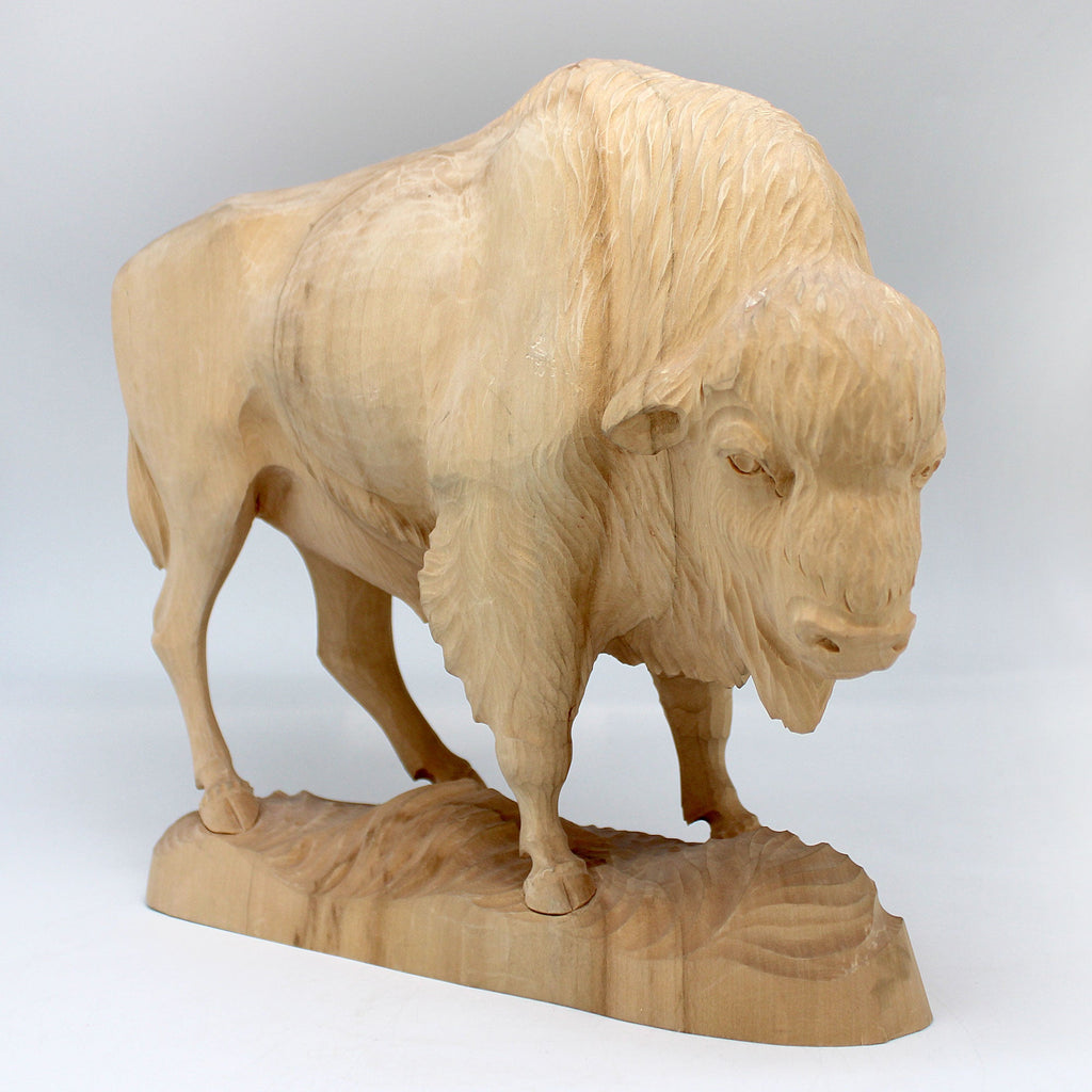 One-of-a-Kind The Bison WOODCARVED Figurine Large 11 x 9.5
