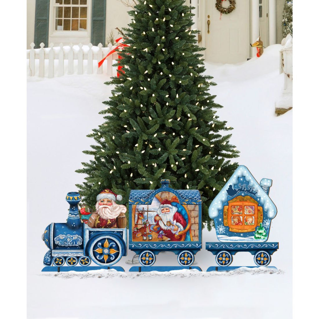 Santa Holiday Express Christmas Outdoor Decor by G. DeBrekht - Christmas Santa Snowman Decor - 8129211F-S3