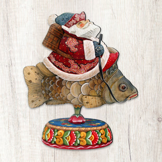 Carousel Santa on Fish Door Decor by G. DeBrekht - Christmas Santa Snowman Decor - 8114052H