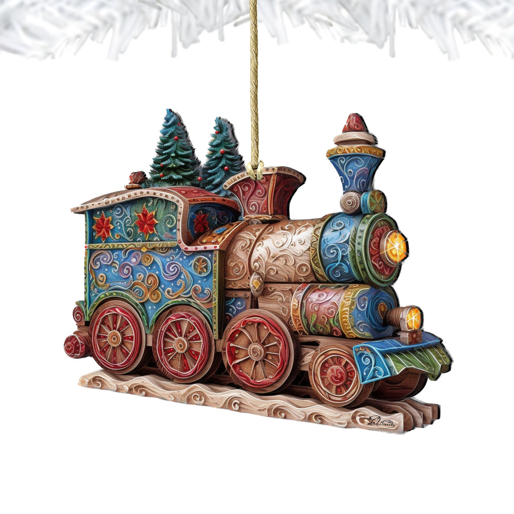 Christmas Train Wooden Ornaments by G. Debrekht - Christmas Decor - 8100198-2