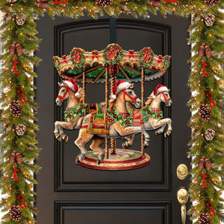 Christmas Carousel Holiday Door Decor by G. Debrekht - Christmas Decor - 8611030H