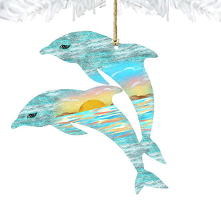 Dolphins Wooden Ornaments by G. DeBrekht - Coastal Holiday Decor - 8198519